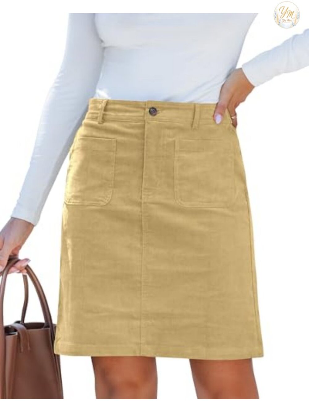 luvamia Corduroy High Waisted Mini Skirt with Pockets Stretchy